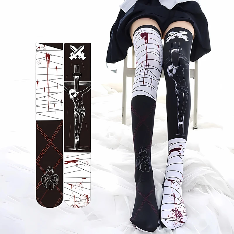 

New Cartoon Socks Fashion Stockings Casual Polyester Thigh Socks Girls Womens Female High-quality Halloween Stockings Cosplay
