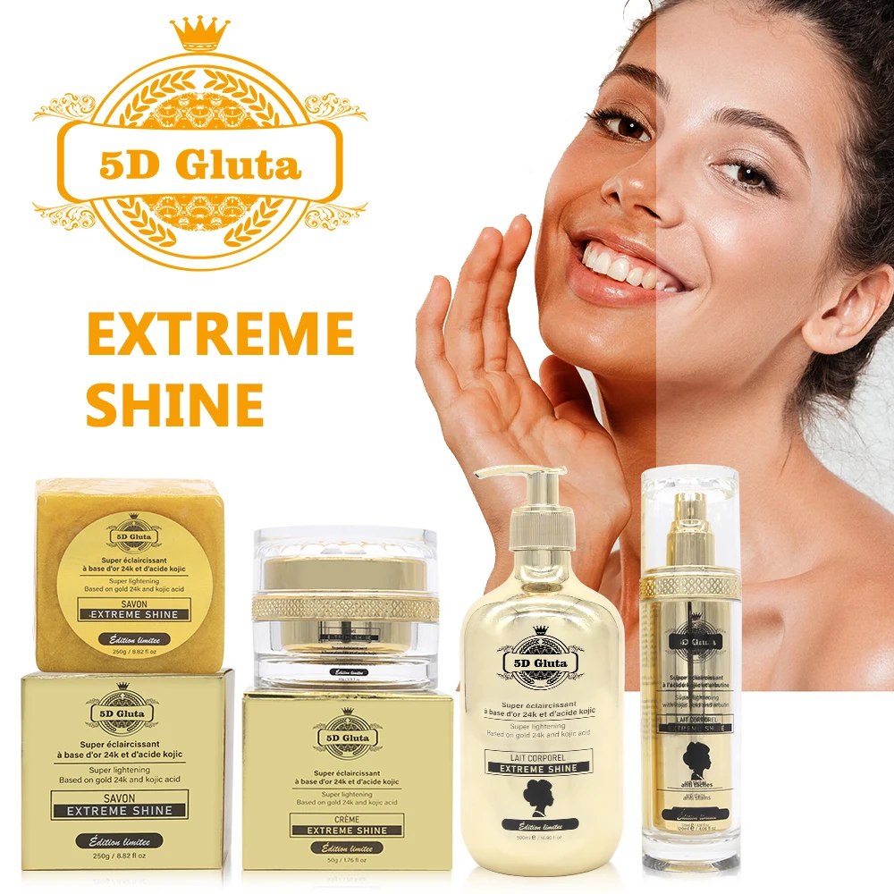 5D Gluta EXTREME SHINE Skincare Set Brightens Maintains Radiance Pigment Spot Corrector Body Cream Essence Soap Women Skin Care