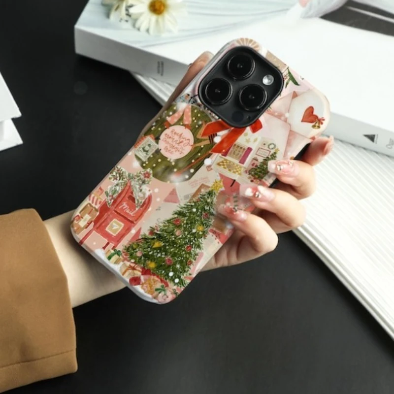 Festive Magnetic Shockproof Acrylic Phone Case - Christmas Collage Design