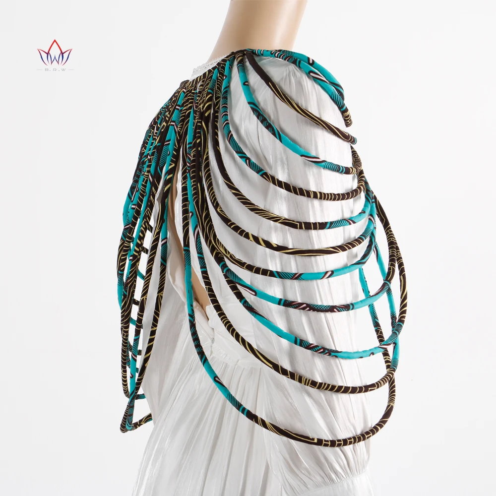 BRW African Ankara Handmade Strap Necklaces Fashion Accessories Jewelry Gift Afircan Fabric Print Necklace Shawl WYX15