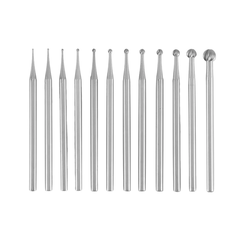 LICE-12Pcs 둥근 모양 볼 버 세트 - 3/32인치 생크 쥬얼리 버 만들기 둥근 공 모양 조각 비트