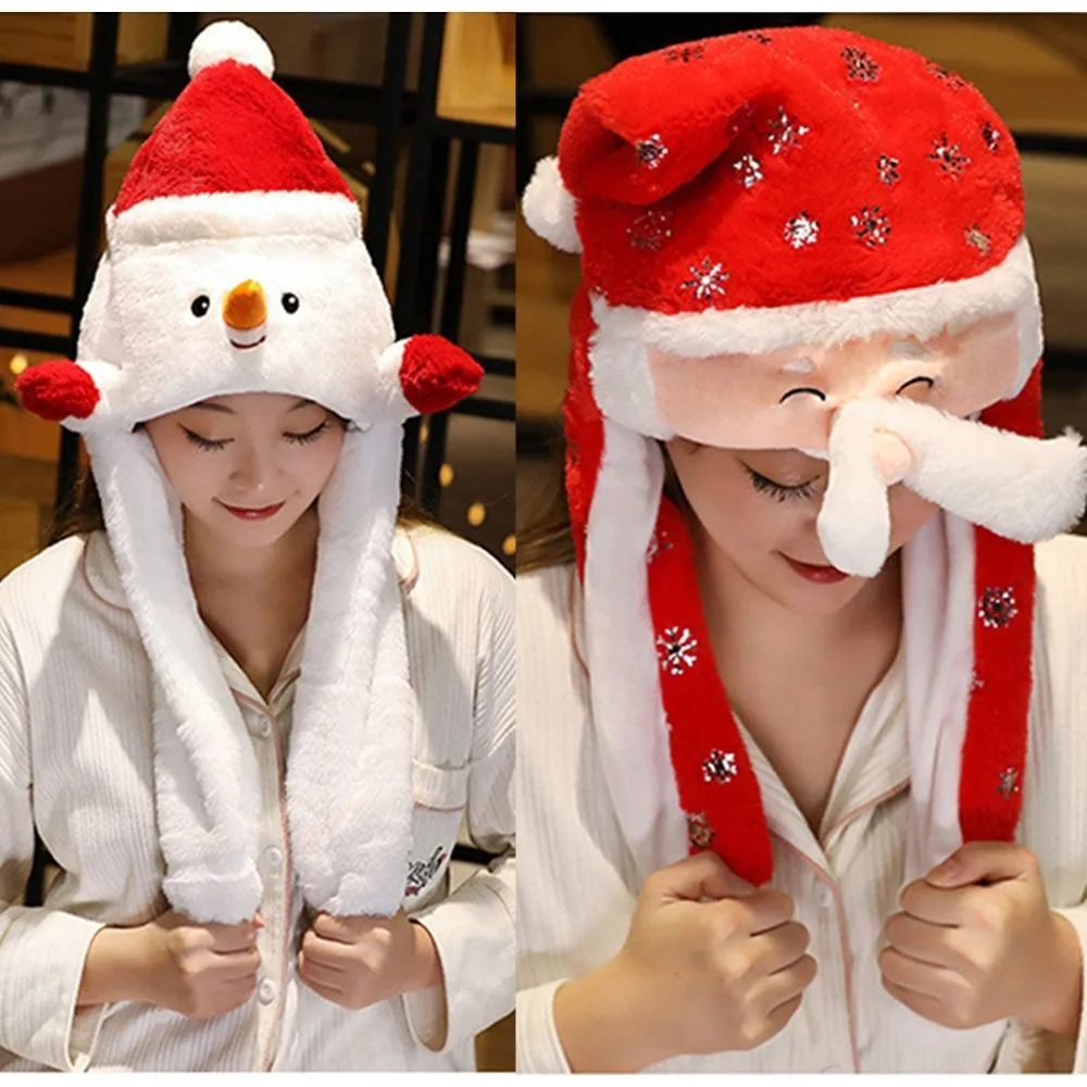 

with Ears Will Move Santa Claus Hat Party Supplies Soft with Air Bags Christmas Hats Snowman Hat Adult
