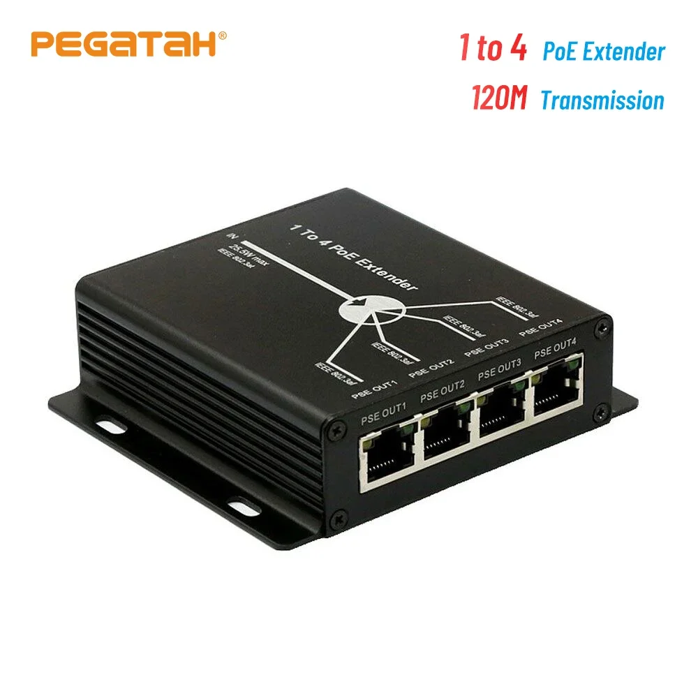 PEGATAH 1 /2/ 4  Port PoE Extender IEEE802.3af poe extender for ip port max extend 120m transmission extender for ip camera