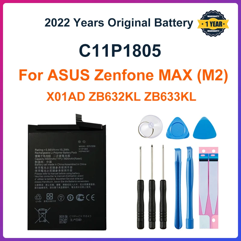 

2022 100% Original Battery C11P1805 For ASUS Zenfone MAX (M2) X01AD ZB632KL ZB633KL High Quality Mobile Phone Battery Bateria