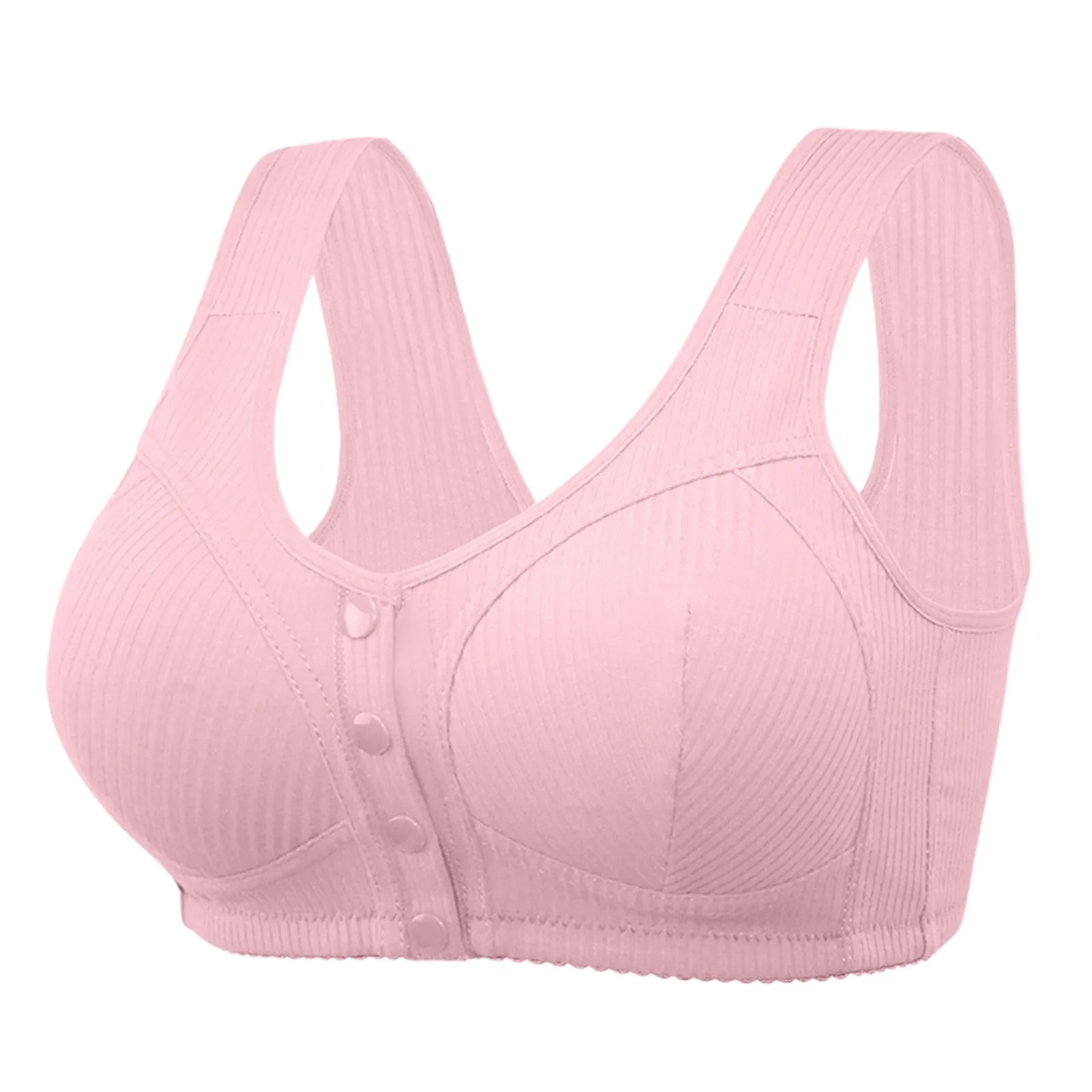 Women's Front Side Buckle Lace Edge without Steel Ring Movement Seamless  Gathering Adjustment Yoga Sleep Large Bra Bra Pink XXL