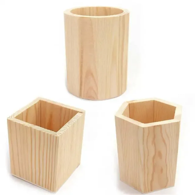 Wooden stationery storage box for pens, pencil cases, office pen holders, makeup brush containers, stationery supplies, 1