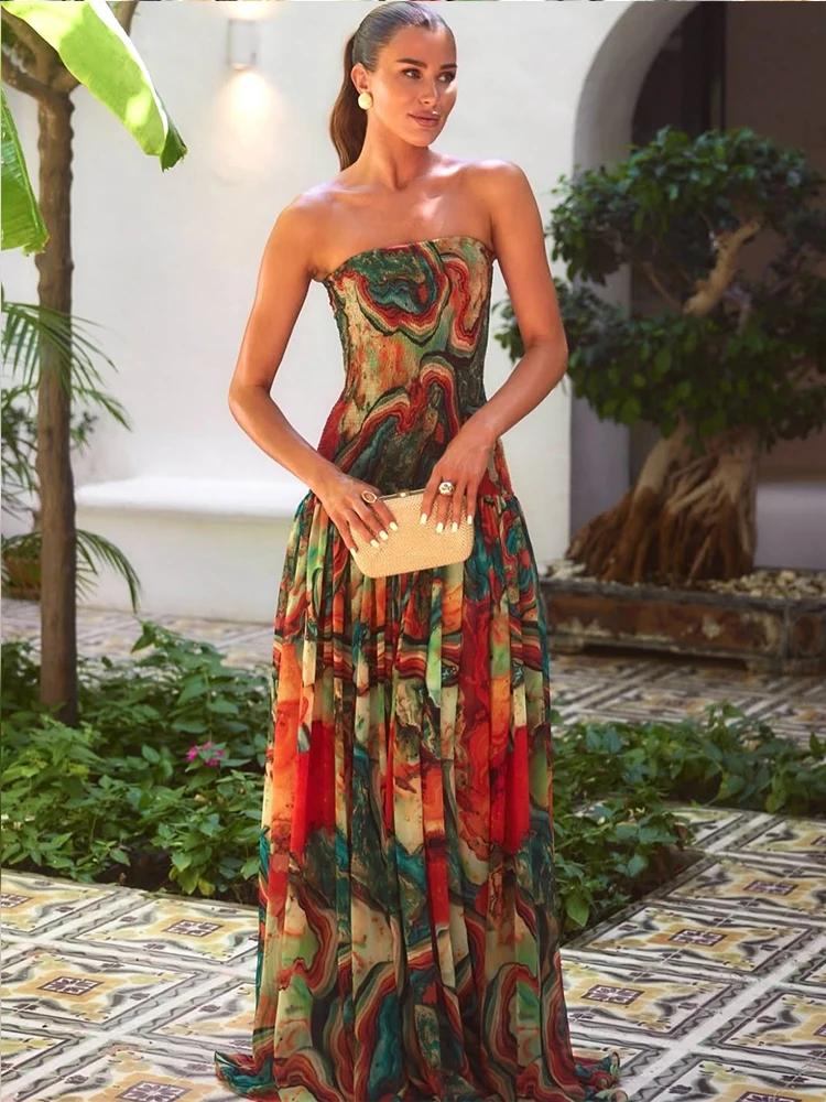 chinese dress ladies Sunday Dawn Strapless Maxi Dress Floral Pink main image 0