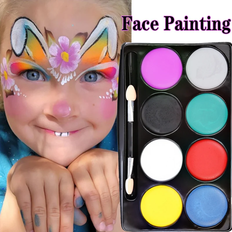 8 Colors Child Face Body Painting Oil Non Toxic Safe Kids Flash Tattoo Painting Art Halloween Party Makeup Beauty Palette