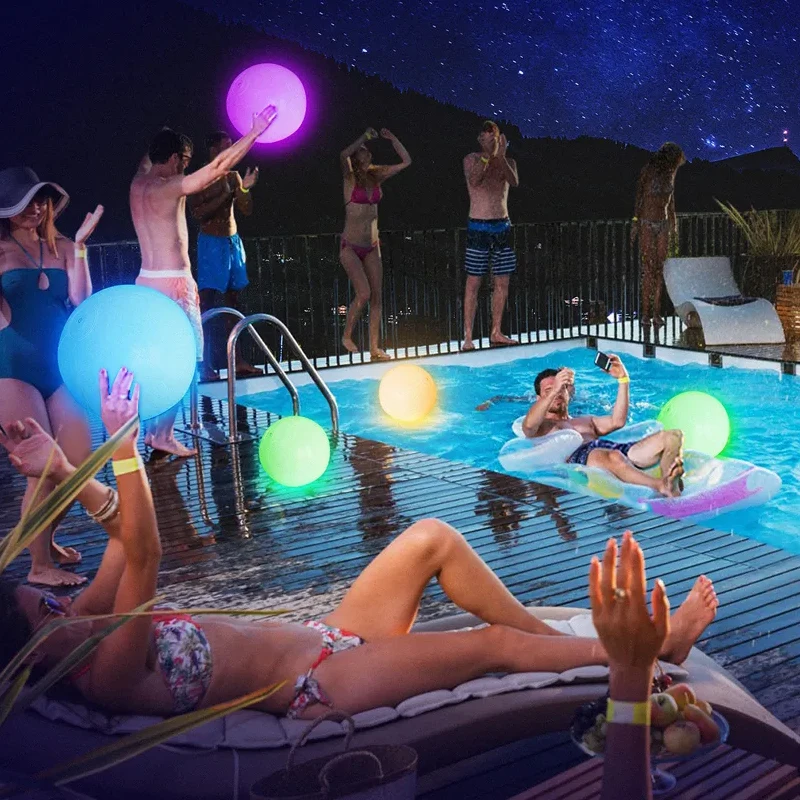 Globos de piscina LED, pelota de playa brillante impermeable