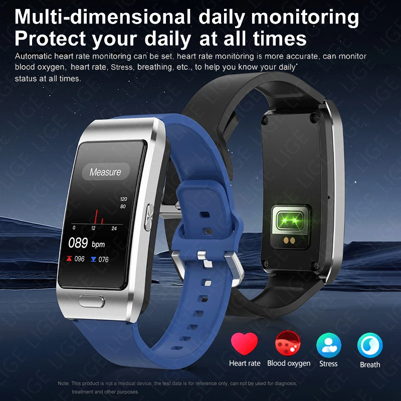 LIGE New 2in1 Headphones Smart Watch Voice Call Smartwatch TWS Bluetooth Earbuds Heart Rate Blood Oxygen Monitor Sports Bracelet