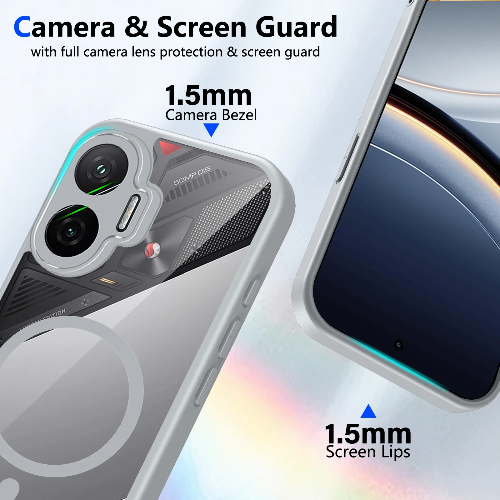 Premium Magnetic Phone Case with Wireless Charging - Clear Shockproof Back Cover
