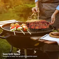 LMETJMA – supports à nervures pour Barbecue, revêtement antiadhésif en acier, rôtissage de la viande, support à 4 nervures pour gril à gaz JT25t 2