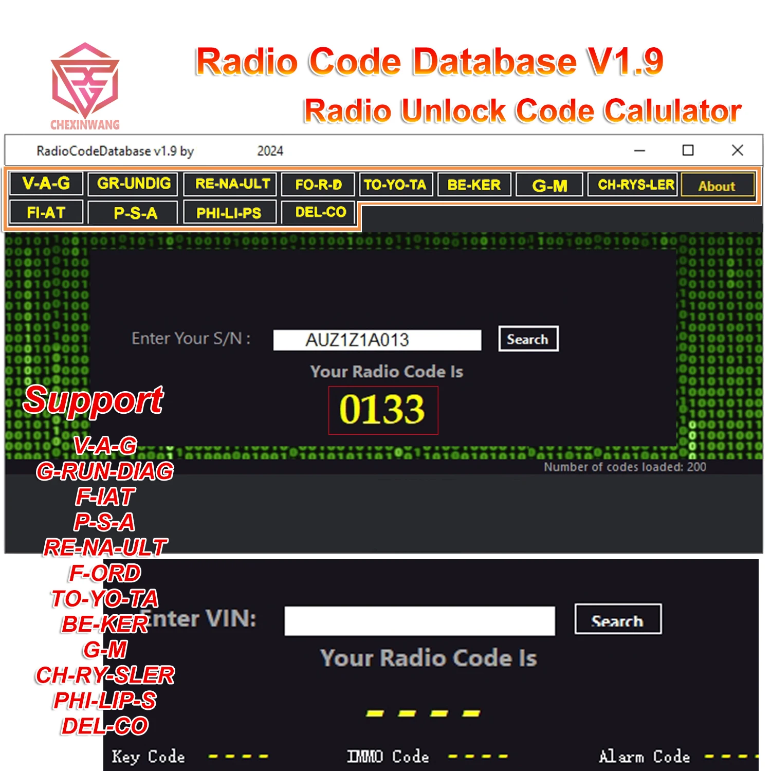 Radio Code Database V1.9 Radio Unlock Code Calulator Code New