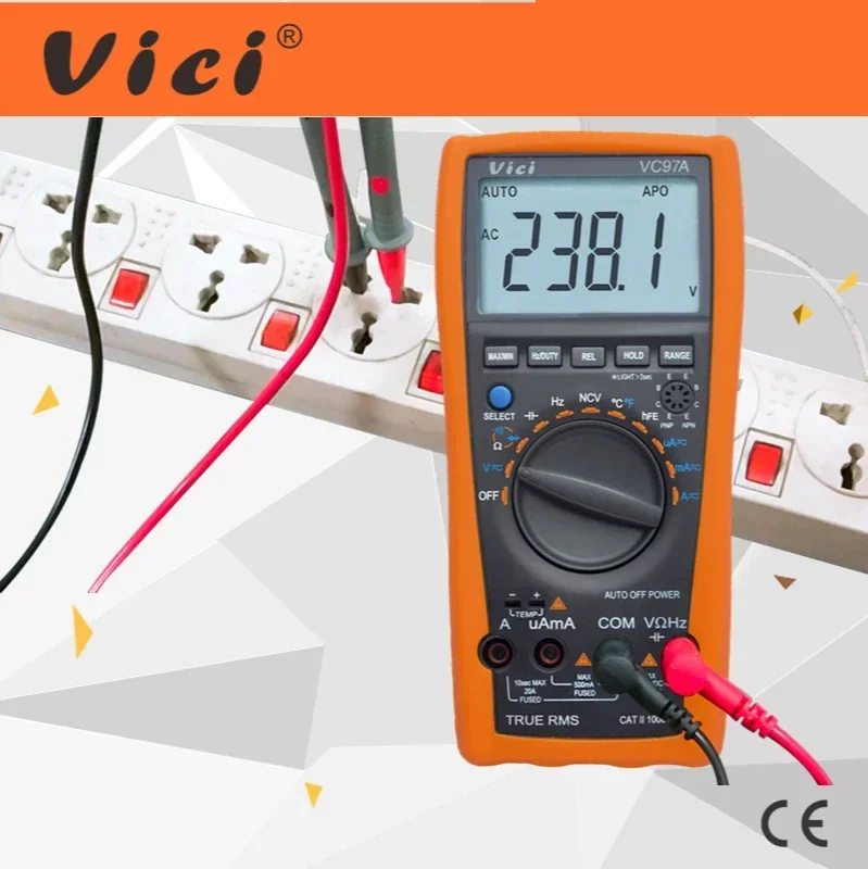 VC97A 1000V Digital Multimeter DC AC Auto Range DMM Temperature Current Meter Capacitance Resistance Diode New VC97