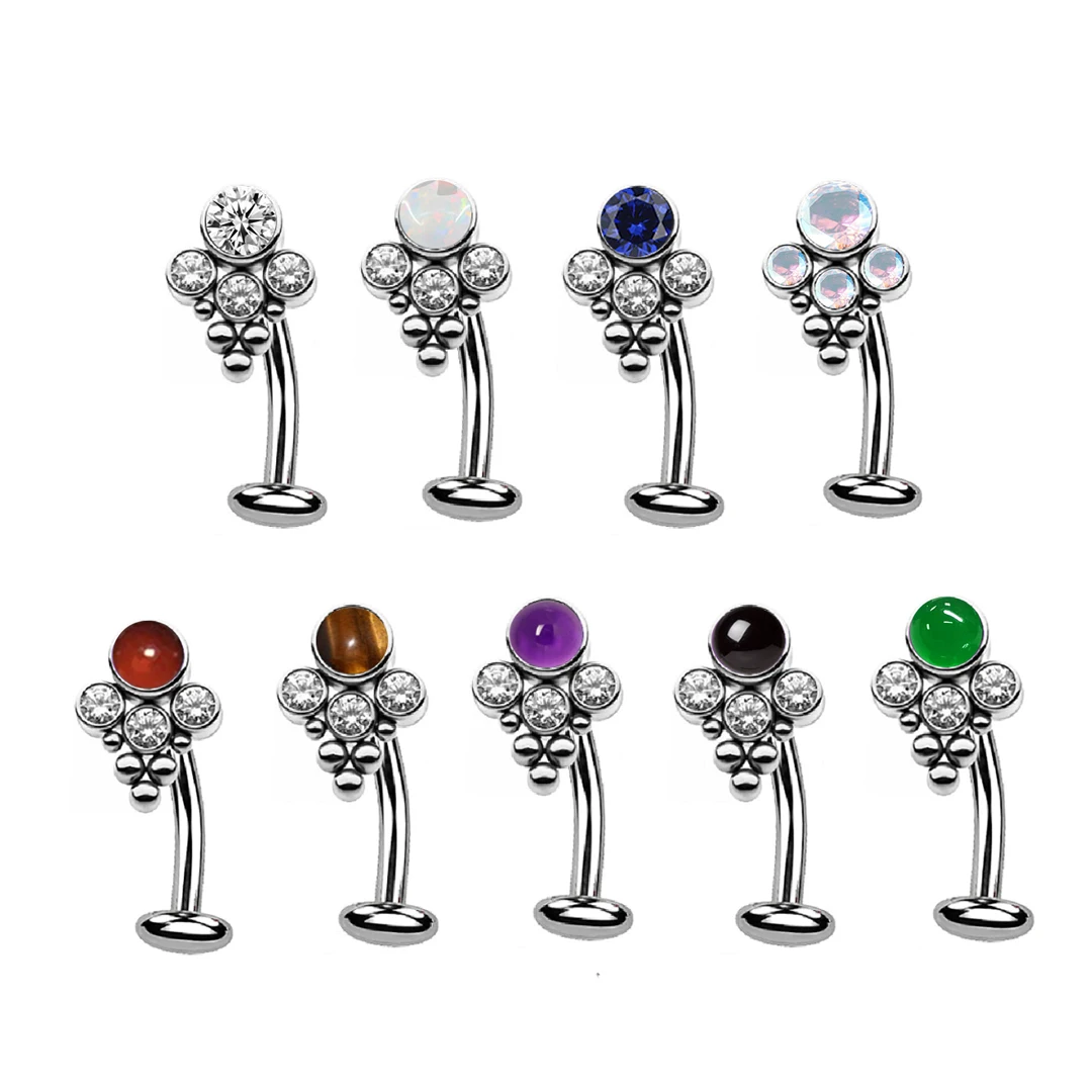 

Mirror Polishing ASTM F136 Floating Titanium Bling Navel Bead Cluster Bezel Set Belly Piercing Jewelry Bar Rings