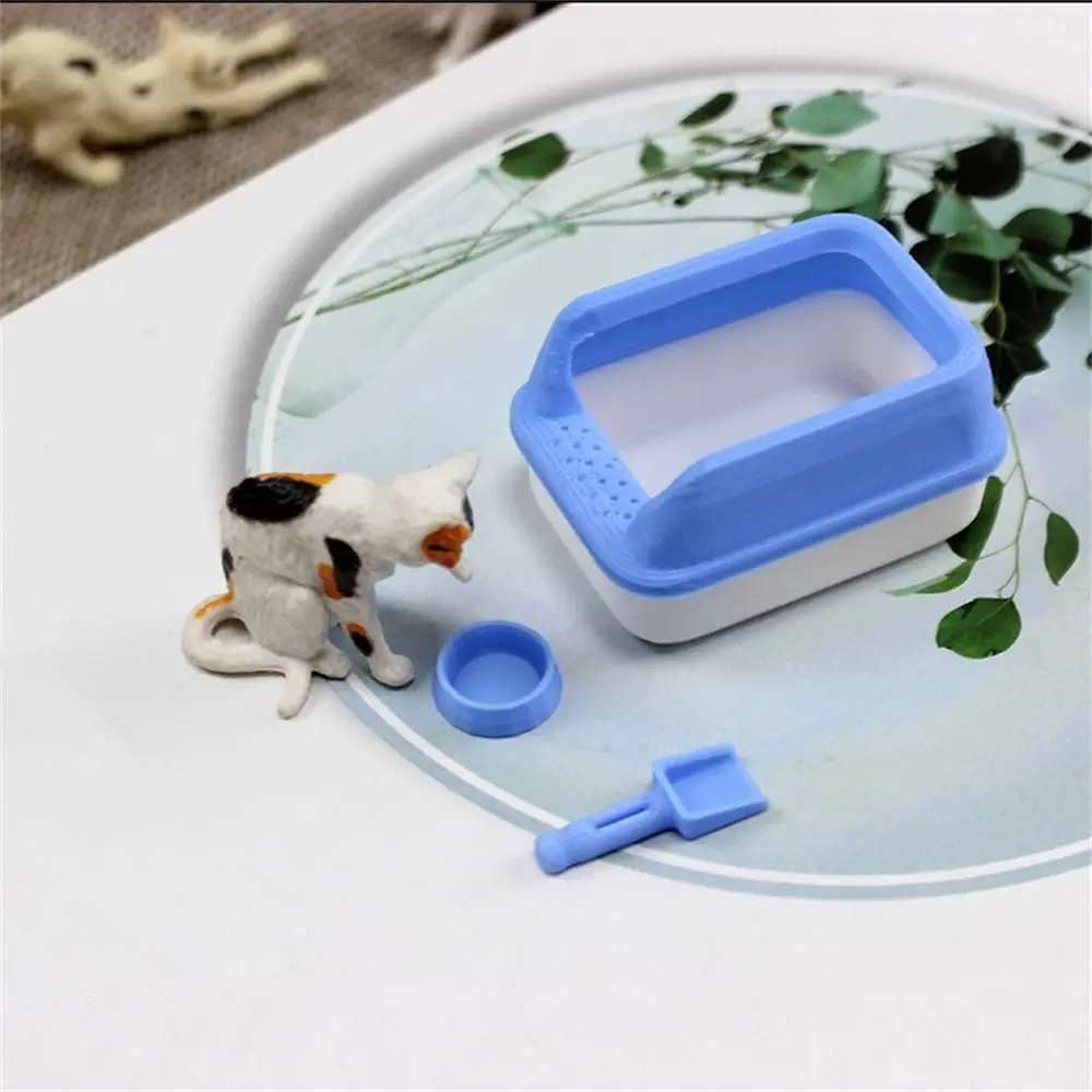 Miniature Dollhouse Cat Litter Box Set