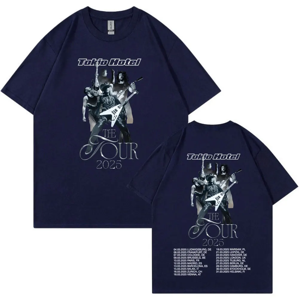 German Rock Band Tokio Hotel The Tour 2025 T Shirts Men Hip Hop Punk Gothic T-shirt Cotton Casual Loose Short Sleeve T-shirts 2