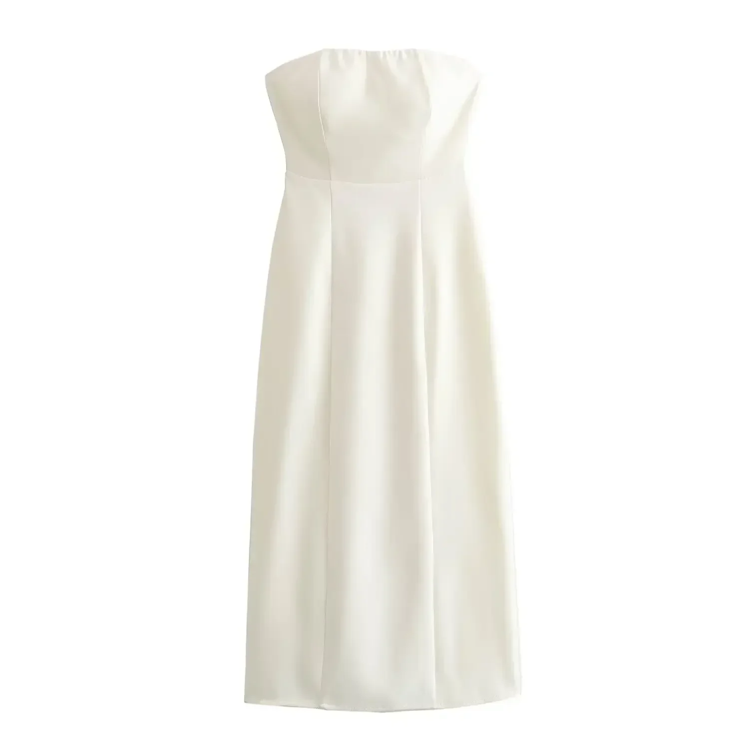 

Women's 2024 New Fashionable Split Design Slim Fit Backless Bra Mid length Dress Retro Sleeveless Zipper Women's Dress Mujer
