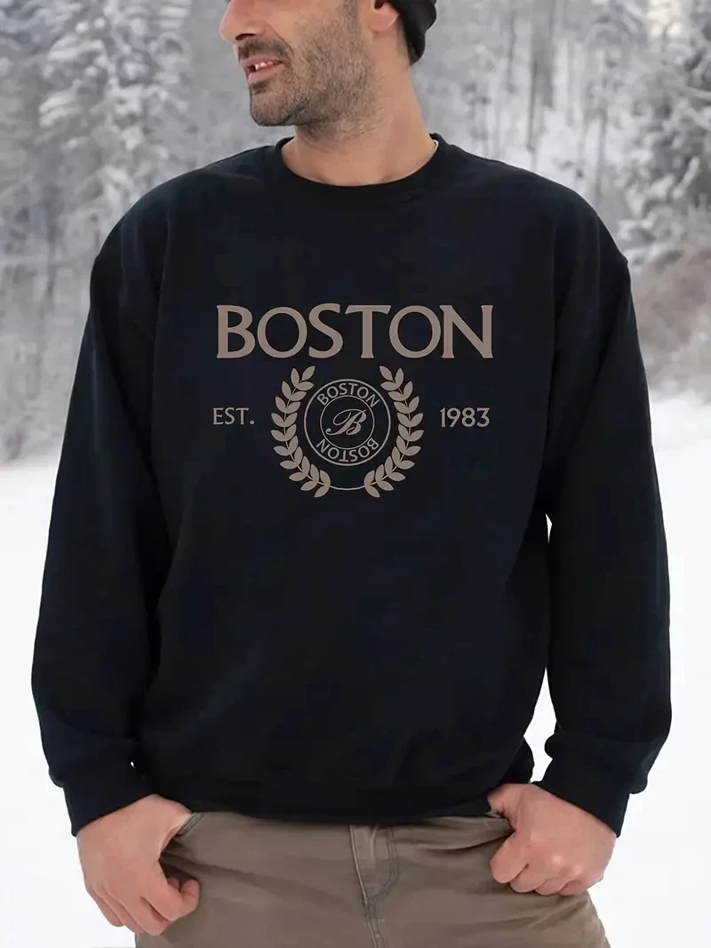 

Мужская Флисовая Толстовка с капюшоном и надписью «BOSTON»