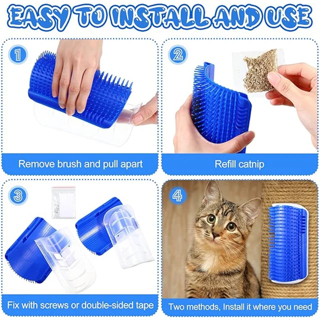 Cat Brush Comb Cat Toy with Catnip Cat Wall Brush Corner Cat Scratcher Massage Self Groomer Comb Pet Brush Corner cat scrubber 5
