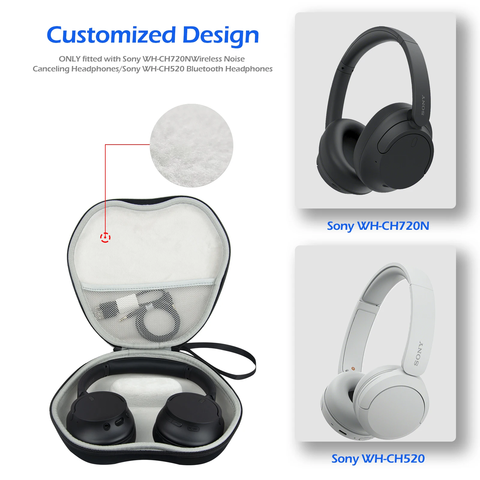 SONY WH-1000XM6収納ケース付 ハードキャリングケース収納袋ソニー WH-1000XM6/WH-CH720N/WH