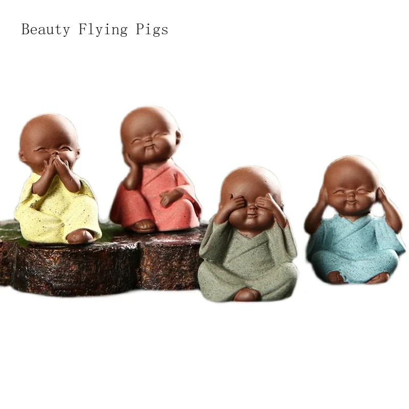 Creative and cute ceramic purple sand tea pet decorations, flower pots, tea ceremony, car mounted Zen decorations Artificial