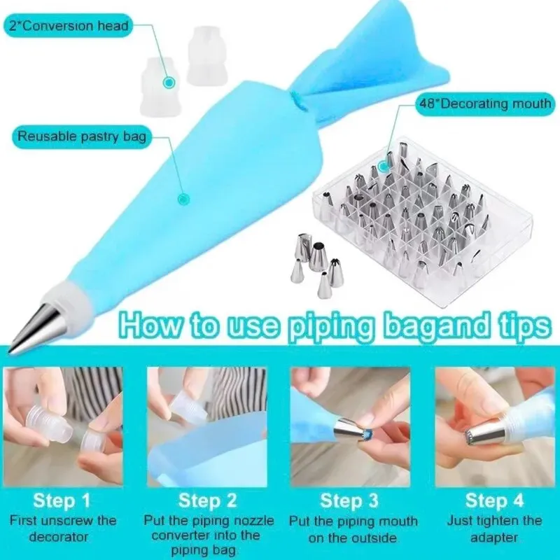 Cake Decorating Tip Set Stainless Steel Cream Nozzle Pastry Tools for Baking