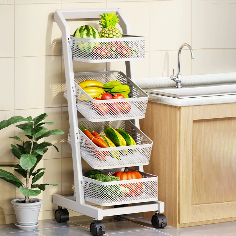 Kitchen Shelf Trolley Multi-layer Multifunctional Home Living Room Snack Storage Rack Small Cart Fruit and Vegetable Basket 카트