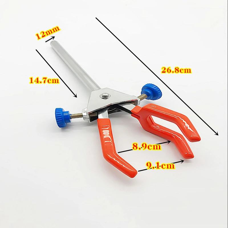 Laboratory Iron Clamp Swivel Type Clip Condenser 3 Finger , 3-jaw Clip with Boss Head, Up to 89mm