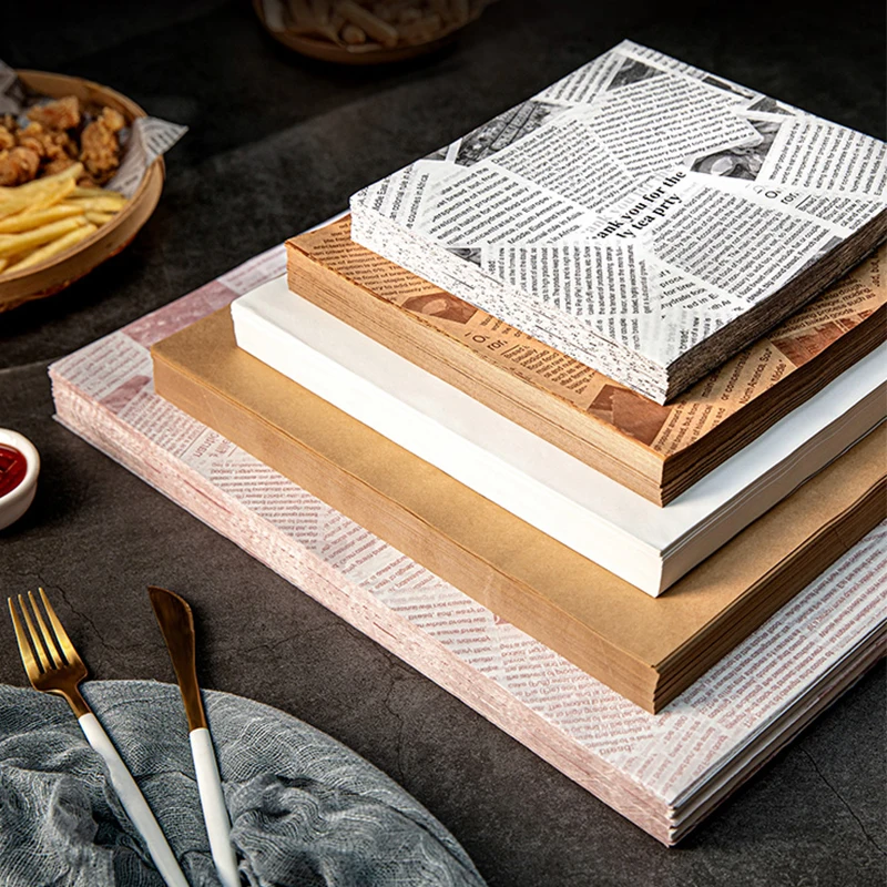 

Food Wrapping Paper Newspaper Design Sandwich Burger Fries Fried Food Wrapping Paper Plate Mat Oil Waxed Paper papel encerado