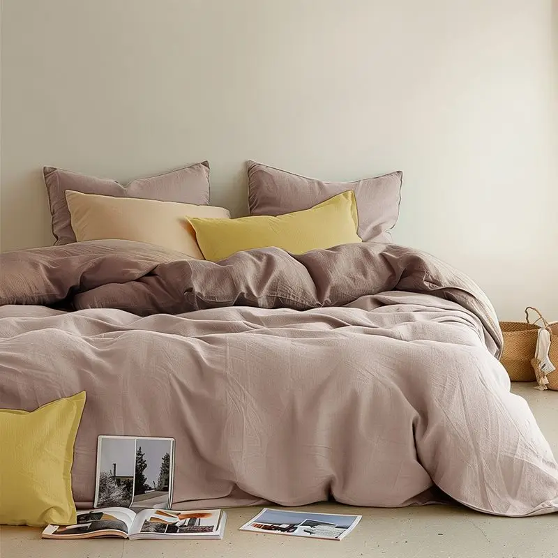 Yanyangtian 2025 Pure and elegant four-piece color combination, cotton skin-friendly fabric, four-season essential bedding serie 2