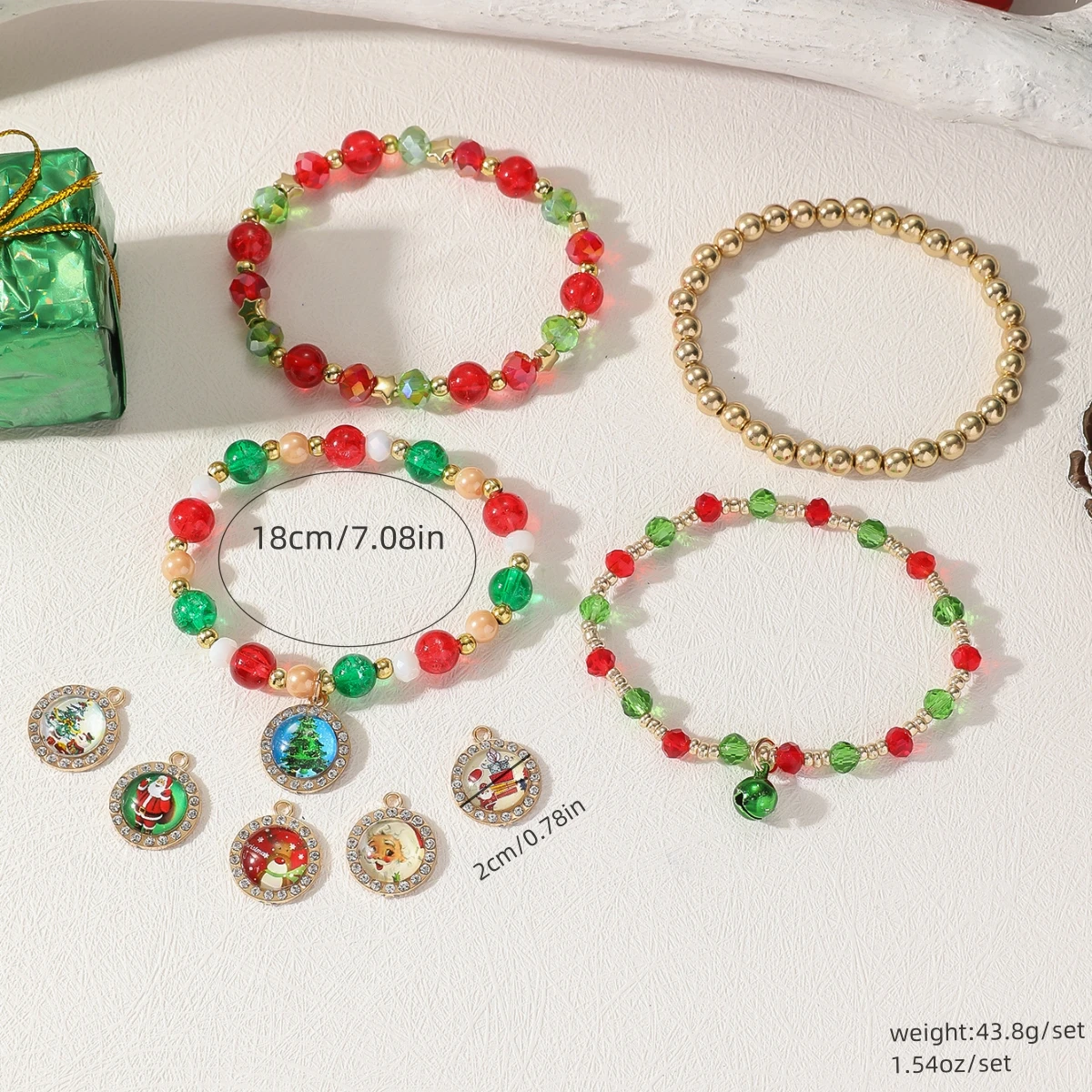 Detachable Christmas Decorations Santa Claus Reindeer Felt Bead Bracelet Fashion New Arrival Holiday Jewelry Women's Accessories