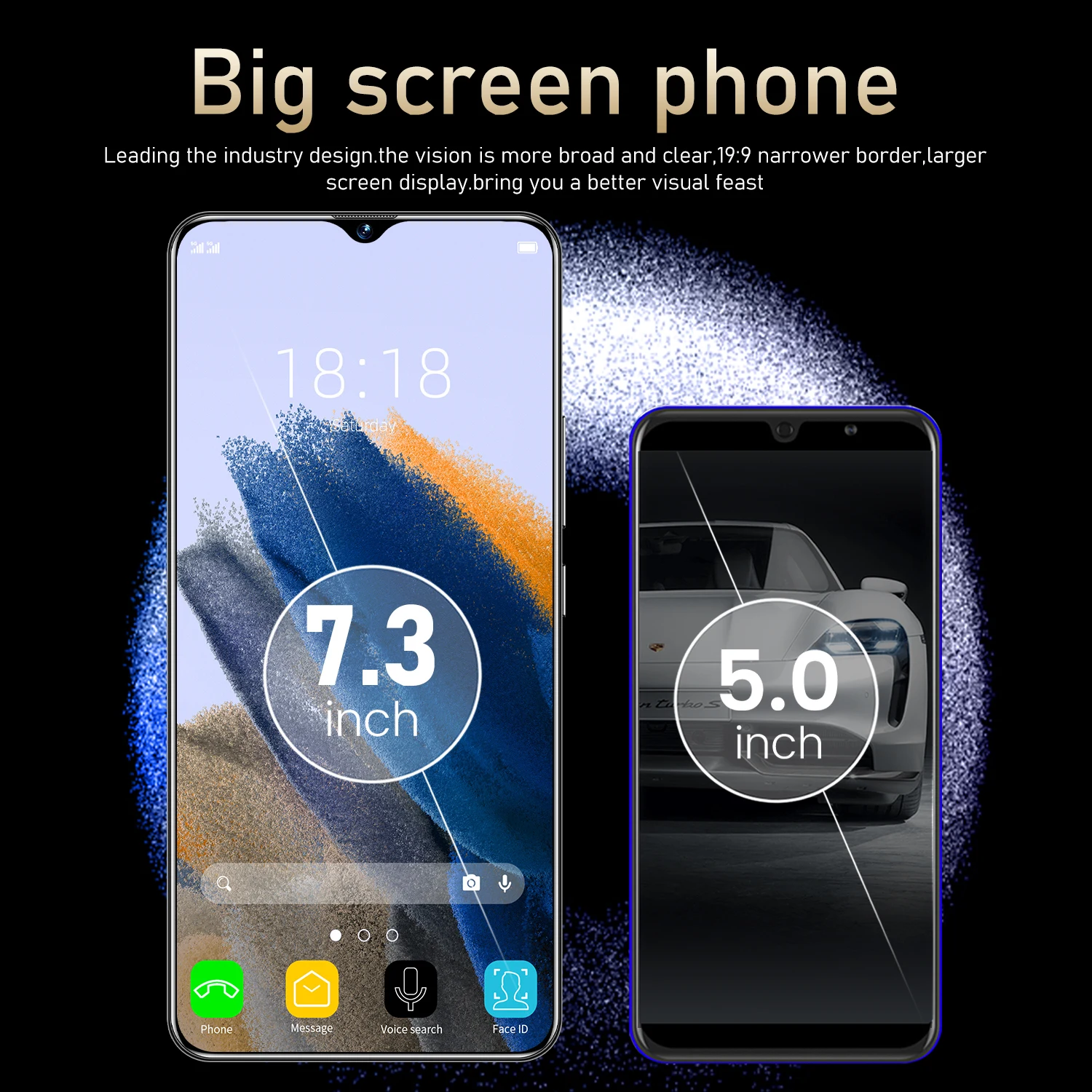 Phone Unlocked Global Version Original Android Smartphone 7.3 Inch Big Screen Cellphone Dual SIM Cell Mobile Smart 5G 4G