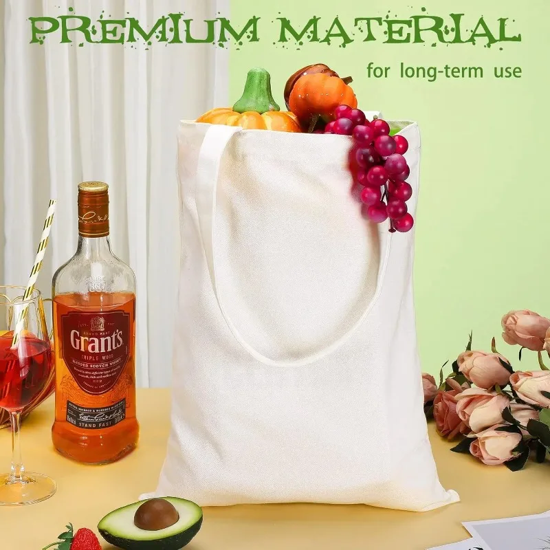 Canvas Tote Bags 6-Pack Sustainable Reusable Perfect For Gift Ideas And Heat Transfer Designs