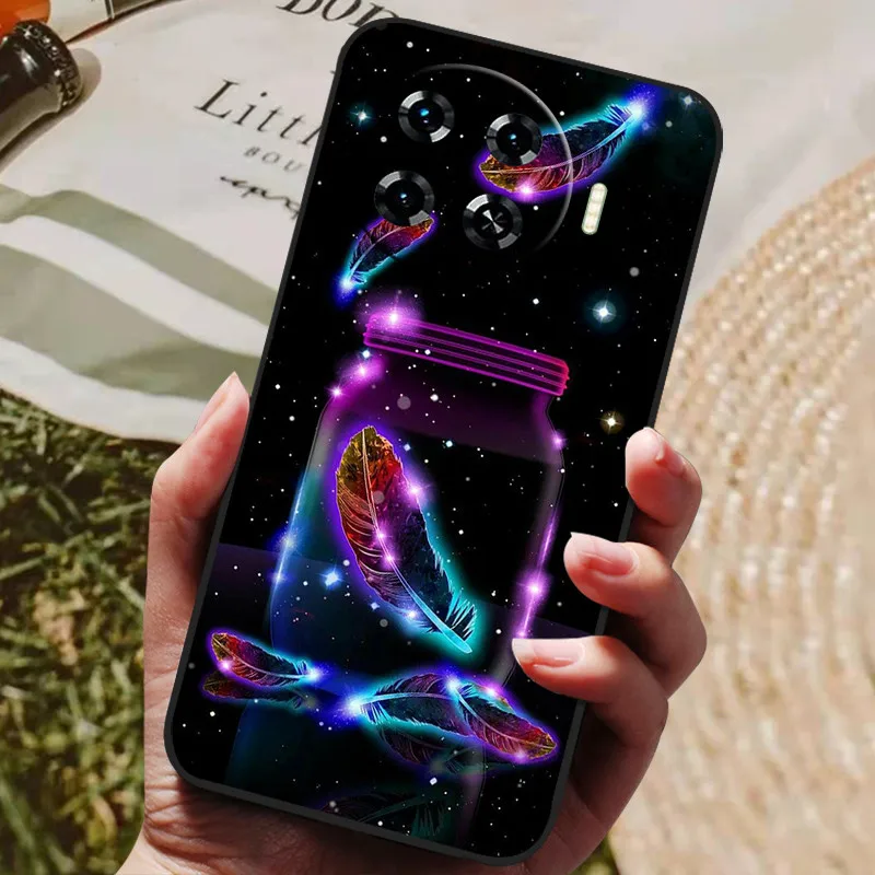 Tecno Spark 20 Pro Plus Black Silicone Case with Lion and Wolf Design