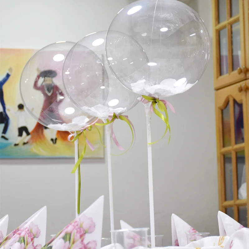 Balloon Stand Kits Balloon Sticks Self-stick Base Desktop Stand Wedding Birthday Baby Shower Party 5Set