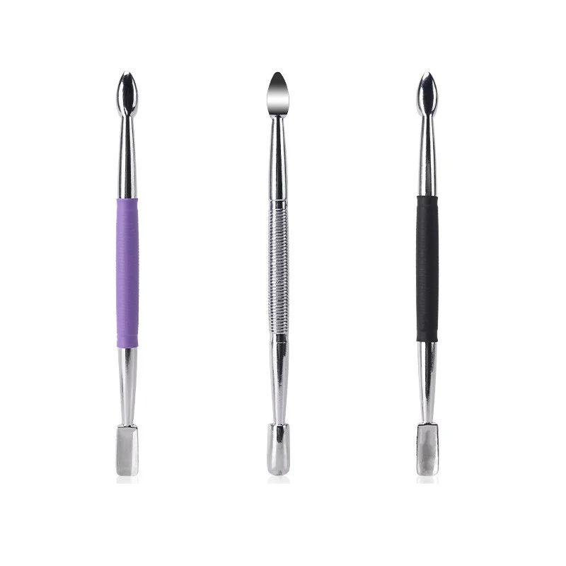 Nail Double-Headed Dead Skin Remover Fork Push Cuticle Push Stainless Steel UV Gel Polish Scraper Anti-skid Handle Nail Cuticle