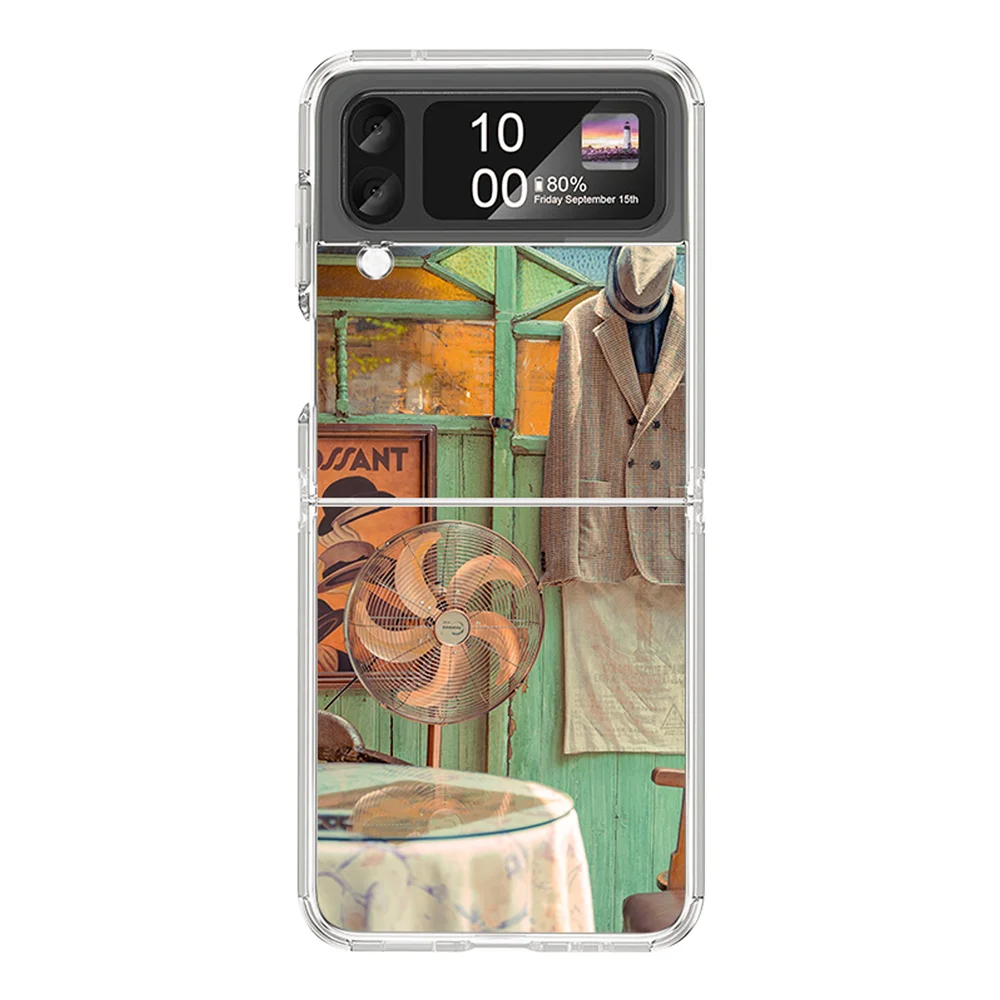 Creative Fashion Crossbody Phone Case with Chain for Samsun Galaxy Z Flip4 Removable Chain Niche Ambience Style