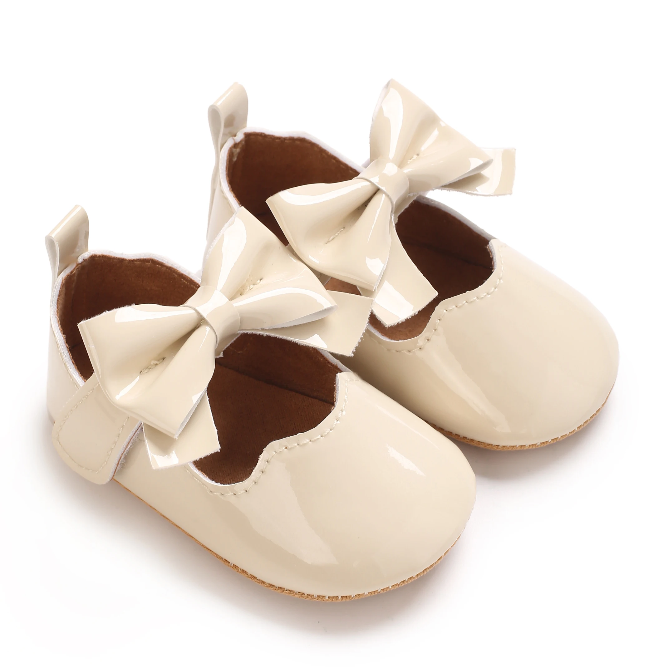Khaki Baby Casual Bowknot Soft-Sole Shoes