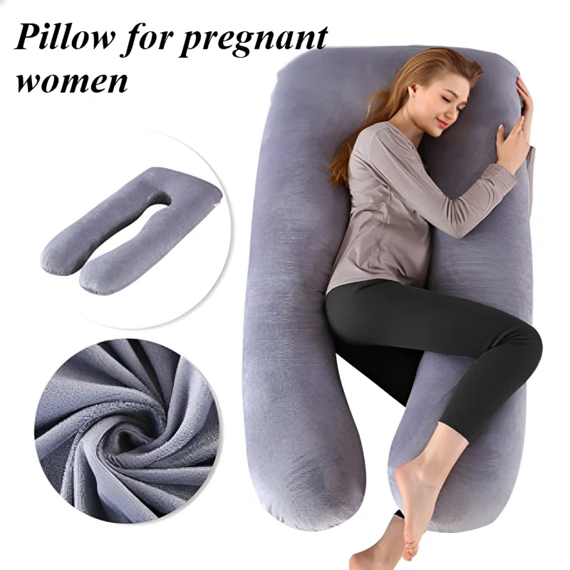 Pregnancy pillow multifunctional maternity pillow casual simple crystal velvet double color abdomen support U-shaped cushion pregnant pillow