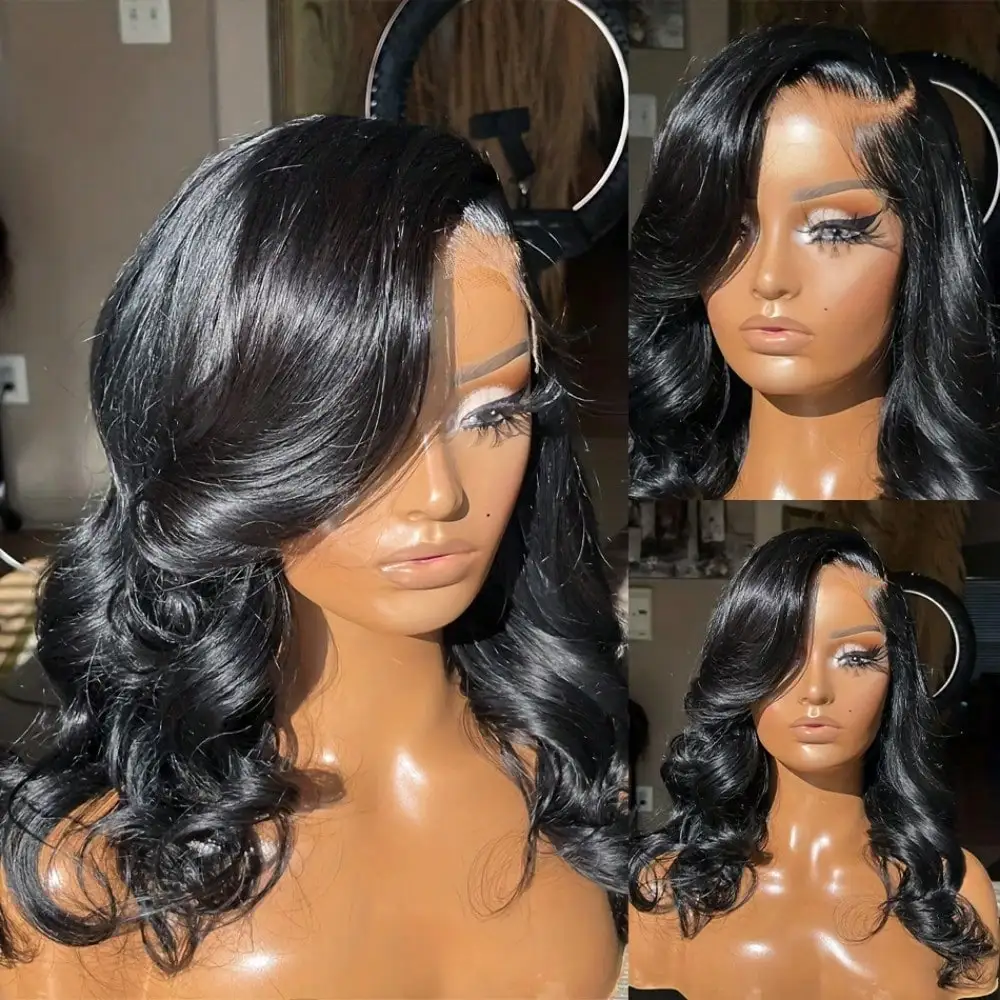 16 Inch 13x4 Body Wave HD Transparent Lace Front Human Hair Wig Brazilian Pre Plucked Closure Lace Wig for Women 5