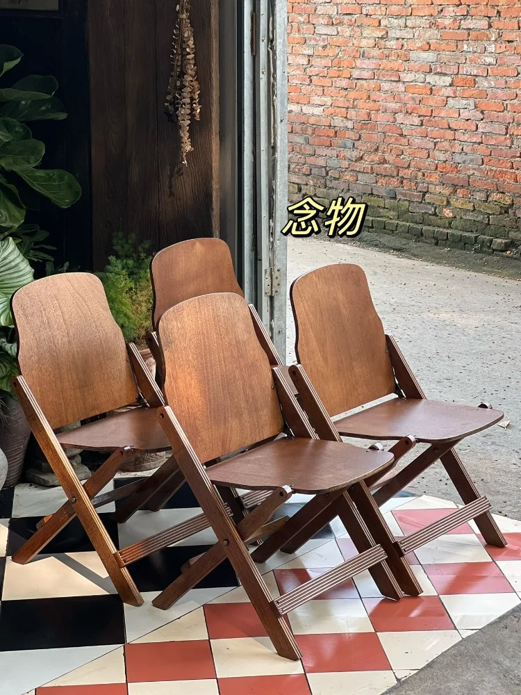Retro Solid Wood Folding Chair,Outdoor Portable Camping Fold Stool,Living Room, Coffee Shop, Dining Chairs, Furniture Customized