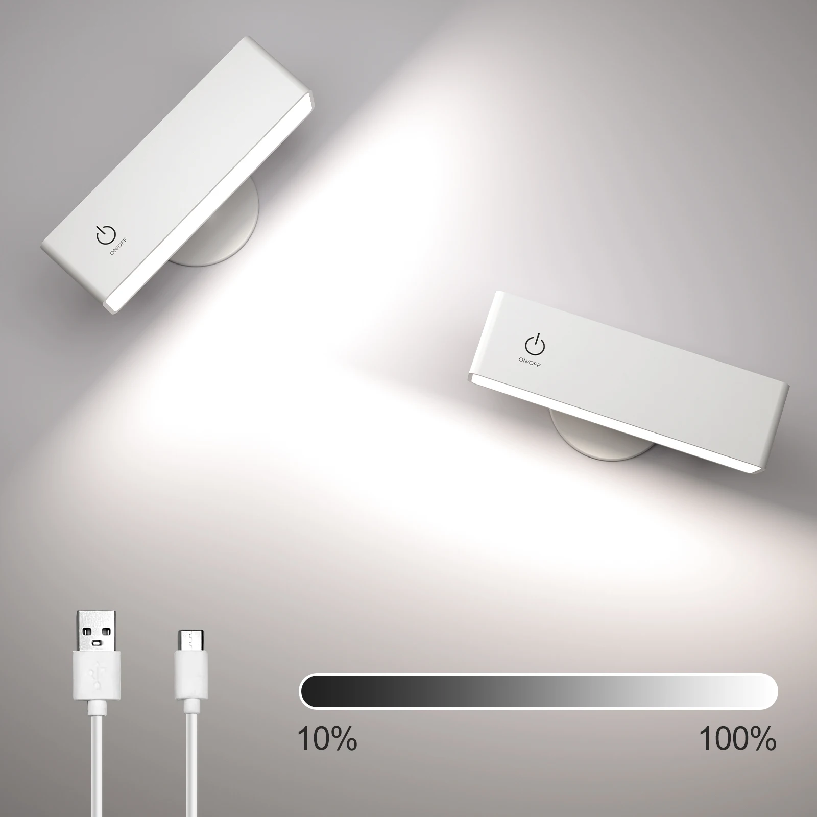 LED 벽 스콘스 조명 터치 컨트롤, 조도 조절 가능, 360 회전, 휴대용 야간 조명, 침대 옆 침실 독서등