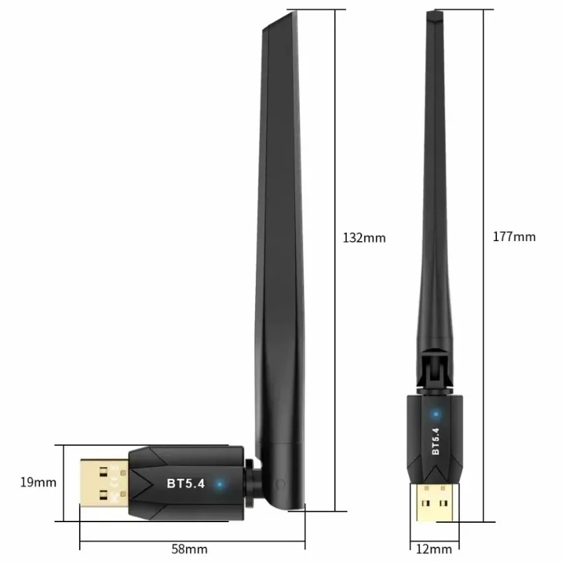신제품 블루투스 5.4 USB 어댑터 듀얼 모드 BLE 저전력 무선 동글 (윈도우 11/10 PC 노트북 헤드폰 스피커용)