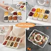 Large Capacity Partitioned Kitchen Storage Tray, Sealed Refrigerator Storage Box With Handle, Outdoor Fruit Platter Organizer 4