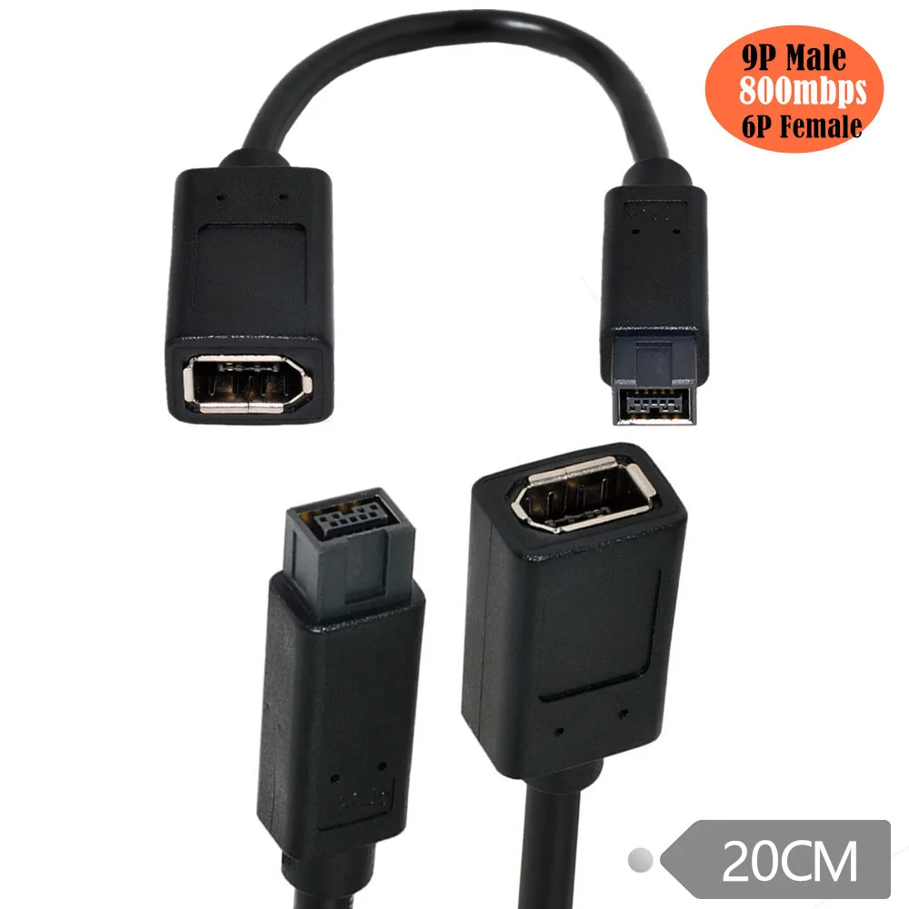 

1394 Firewire адаптер для цифровой камеры IEEE 1394 6P Female 1394b 9P male