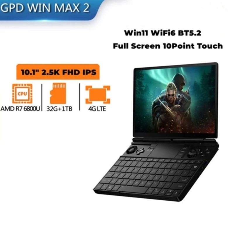 

2024 New GPD WIN MAX 2 Handheld Gaming Laptop Mini Gamer PC Notebook CPU AMD Ryzen 7 6800U Processor DDR5 16/32GB RAM Memory