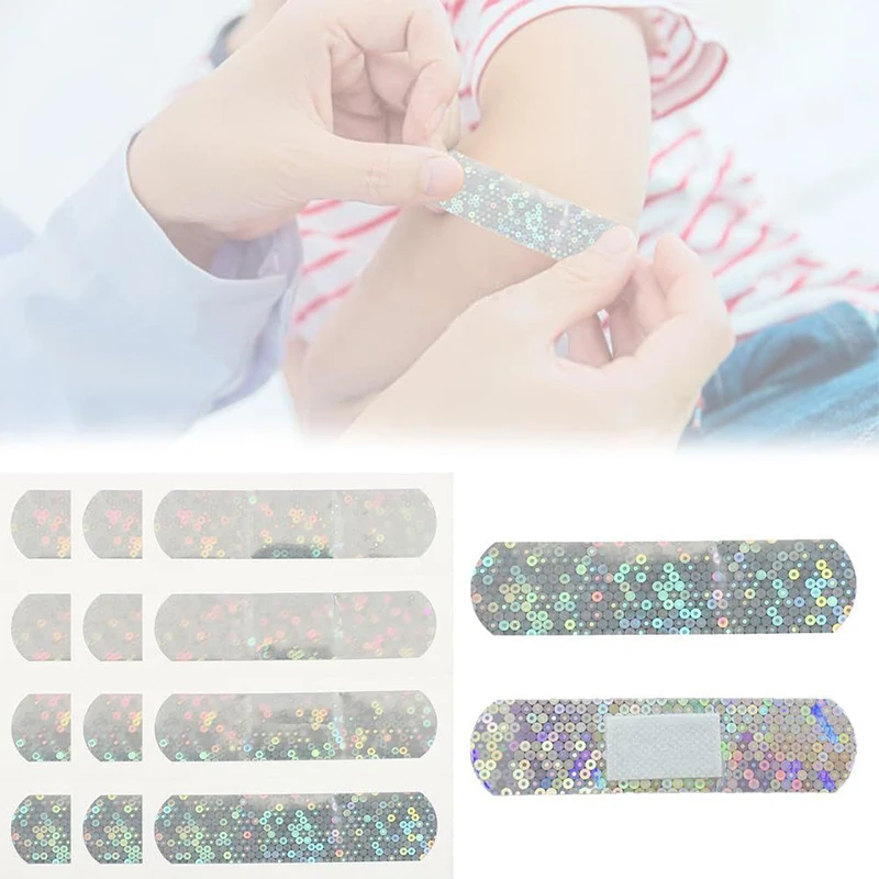 10pcs/set Holographic Color Band Aid Sticking Plaster For Wound Dressing Patch First Aid Strips Waterproof PE Adhesive Bandages