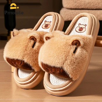 Cute Platform Slippers for Women EVA Sole Memory Foam Soft Home Shoes Capybara Animal Warm Comfortable Designer Bedroom 1