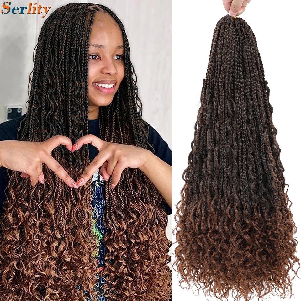 24 inch bohomian goddess box braids crochet hair t30 boho braids long crochet box synthetic hair extensions braiding